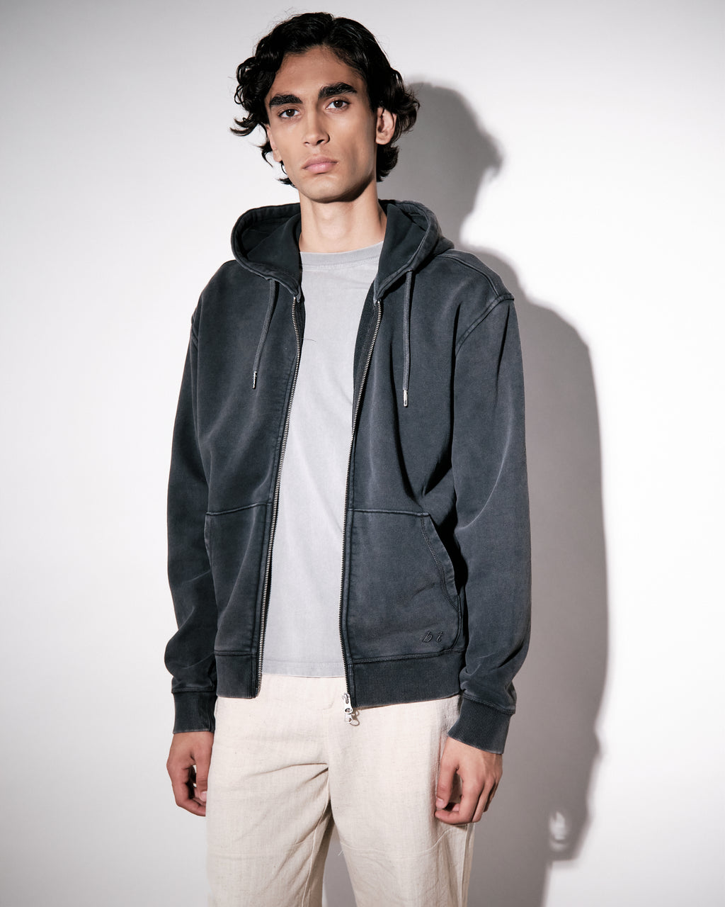 BT Zip Hoodie Washed Black