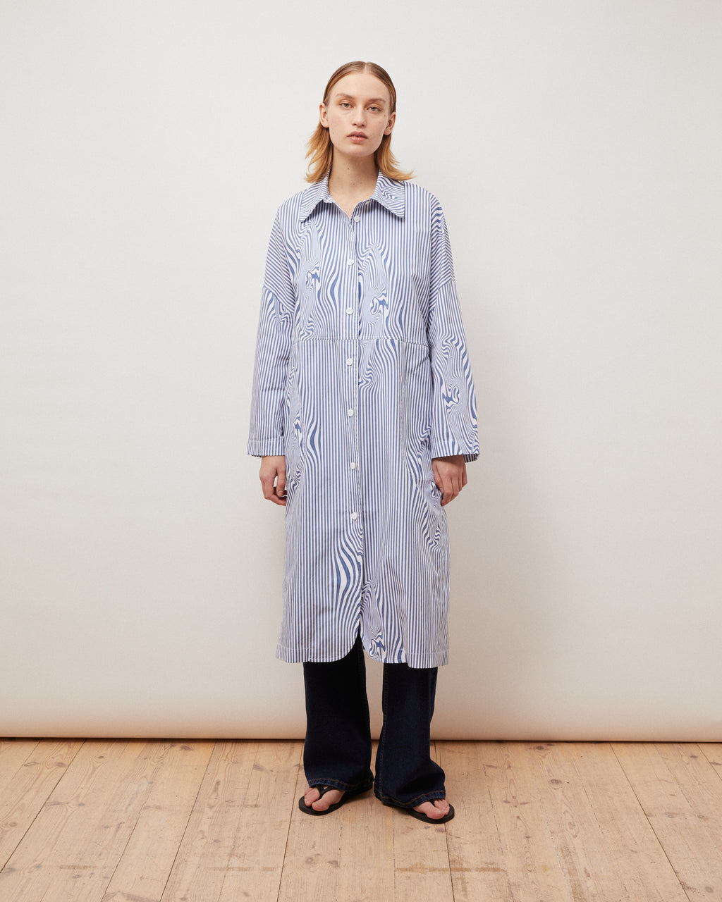 Fiona Blue Glitch Stripe