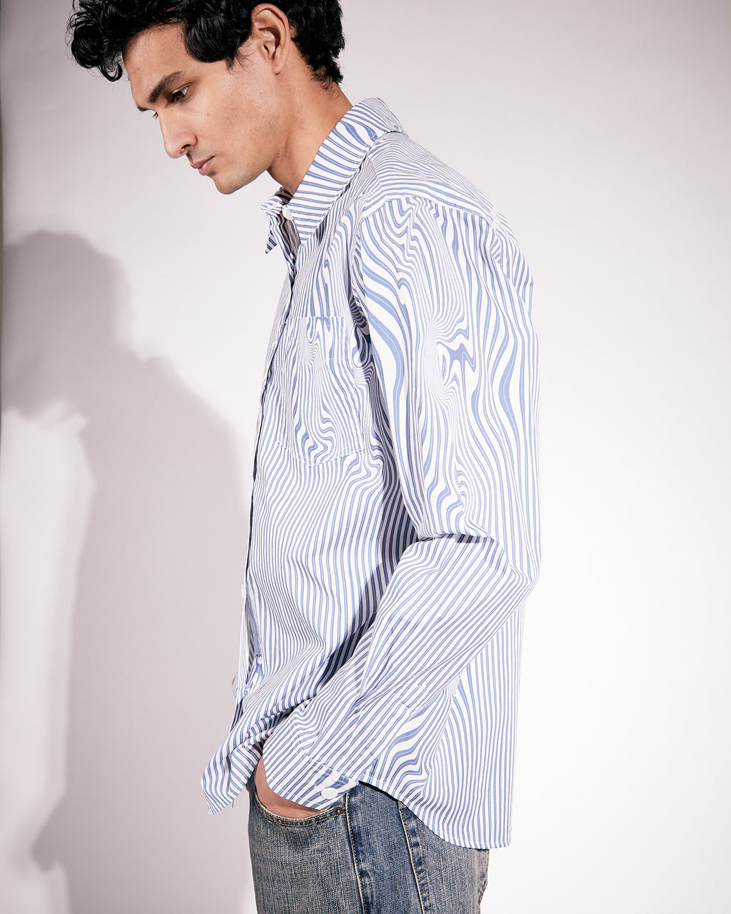 Lawrence Blue Glitch Stripe